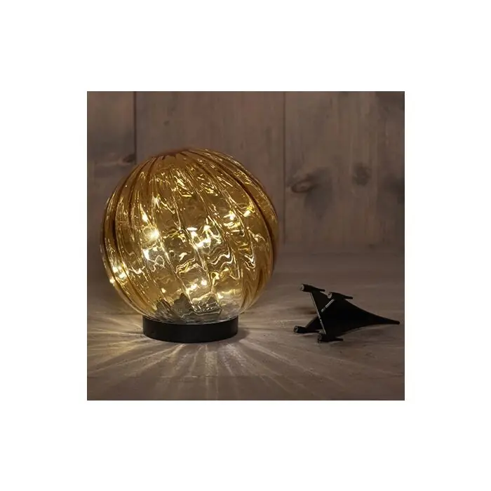 Solarglaskugel mit Bernsteinstecker 18 cm Preisreduziert