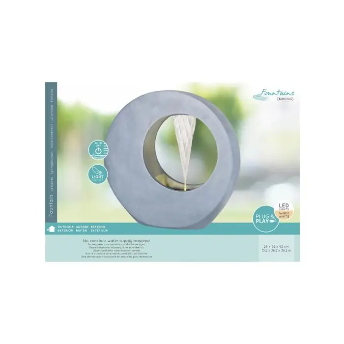 Begrenztes Angebot Springbrunnen rund Polyresin grau 92 cm - Lumineo