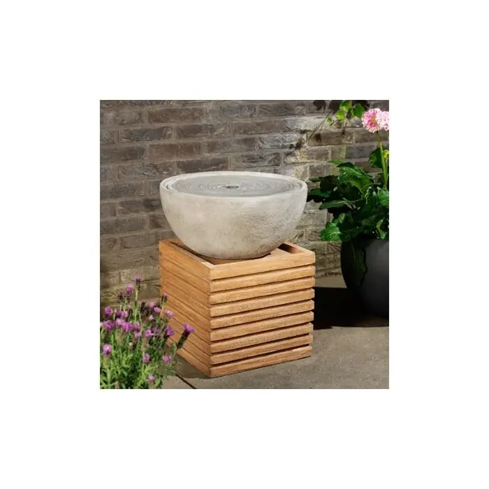 Lumineo GRC Brunnen mit Schale 50 cm naturgrau Expressversand