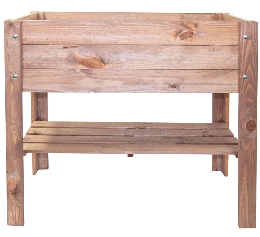 mgc24 Hochbeet mit Ablage 80x37,6x78cm Kiefernholz dunkelbraun - Garten Online Shop & Weber Grill Store Expressversand