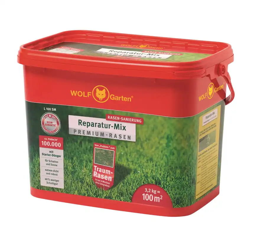 WOLF-Garten L 100 SM Premium-Rasen mit Starter-Dünger 100m², 3,2kg - Garten Online Shop & Weber Grill Store Ausverkauf