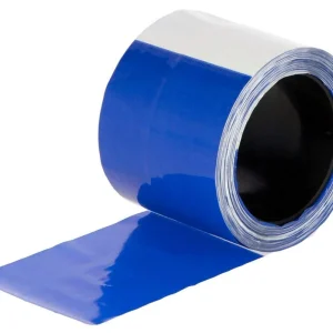 Jetzt Kaufen Herdenschutzband blau/weiß, geblockt, 80mm, 100 m Rolle