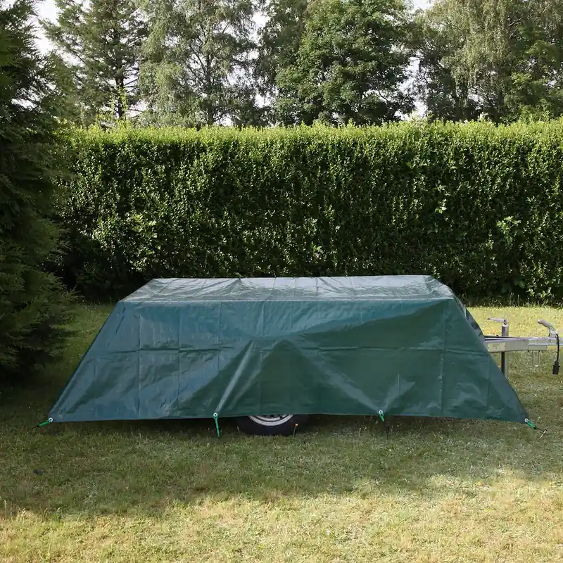 Gewebeplane mit Ösen Comfort 5x6 m, Qualität 120 g/m2, grün Versand Am Gleichen Tag