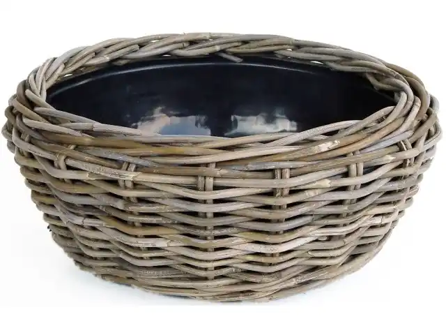 Drypot Schale Rattan Grau D44 H15cm Split Saisonangebot