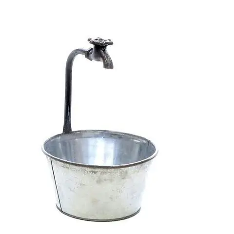 Eimer Metall D22H12/37cm m. Wasserhahn natur Neu