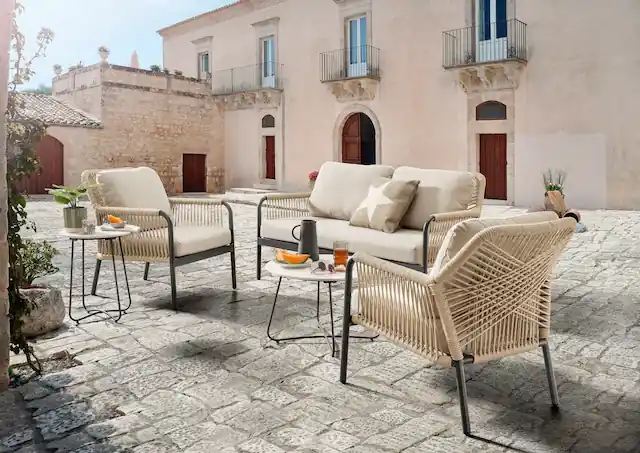 Günstig Destiny Gartenlounge-Set »GENUA« 1x 2er Sofa, 2x Sessel, 2x Tisch, inkl. Auflagen, 12 Stk. tlg. Aluminium, Olefin-Rope