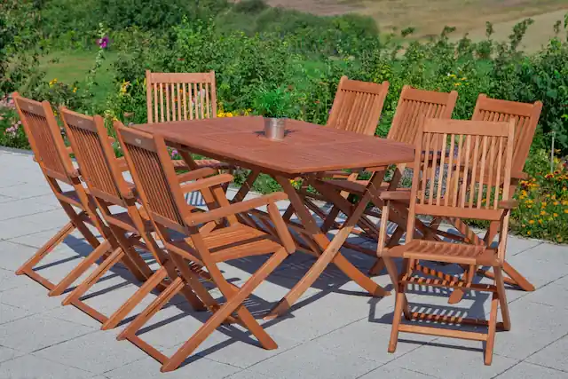 Bestpreis MERXX Garten-Essgruppe »»Rio«« Set, Geöltes Eukalyptusholz, 7 Stk. tlg. Ausziehtisch:, klappbar LxB: 110-160 x 90 cm