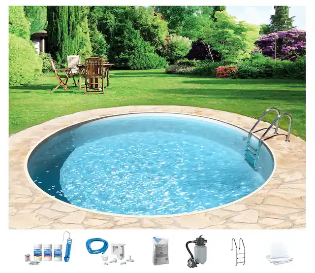 my POOL BWT Rundpool »mit sandfarbener Folie für den Karibik Look« Höhe: 120 cm, inkl. umfangreichem Zubehör, verschiedene Größen Solange Der Vorrat Reicht