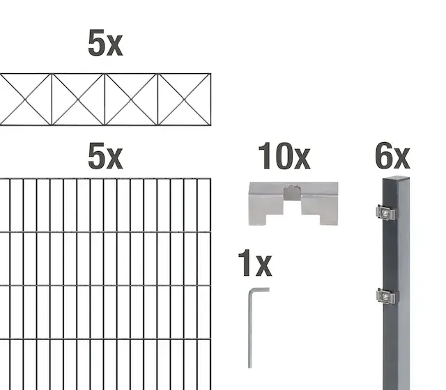 Kostenloser Rückversand Alberts Doppelstabmattenzaun »mit verschiedenen Dekorelementen« anthrazit, Höhe: 100-160cm, Gesamtlänge: 10-20m, zum Einbetonieren