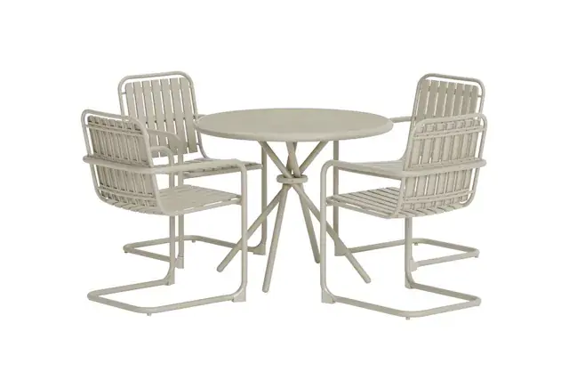 Venture Home Garten-Essgruppe »Chios, runde Essgruppe für 4 Personen, Aluminium + Sicherheitsglas« Outdoorset, beige, wetterfest, transparente Tischplatte, modern Preiswert
