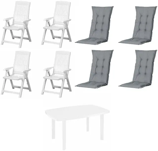 Progarden Garten-Essgruppe »Tampa + Faro« Set, 9 tlg. bestehend aus 4 Sessel, 4 Auflagen und 1 Tisch Must-Have