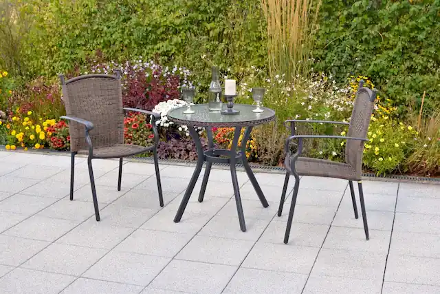 MERXX Garten-Essgruppe »»Roma«« Set, Pulverbeschichtetes Aluminiumgestell, 3 Stk. tlg. Tisch: Øx H: 72x73 cm Direktkauf