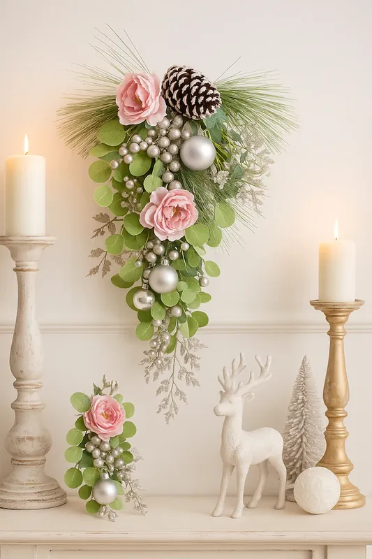 I.GE.A. Kunstblume »Wandhänger Päonie/Beeren« Wanddeko Tanne, Eukalyptus, Zapfen, Weihnachtsdeko Direkt Vom Hersteller