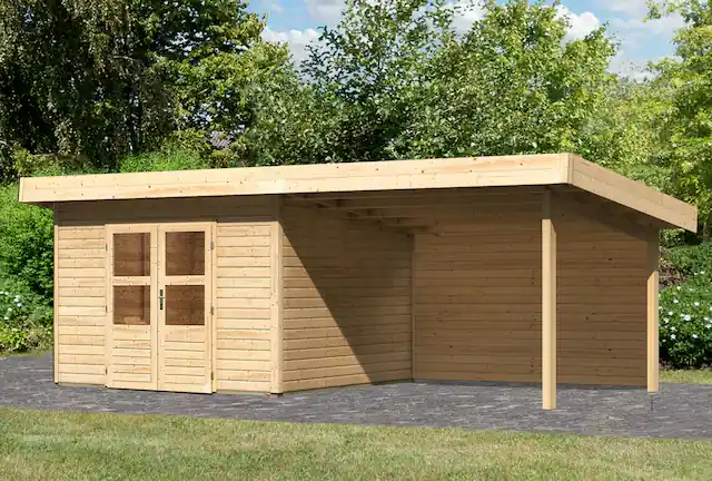 Direkt Vom Hersteller Karibu Gartenhaus »Perlsee 3« mit Anbaudach