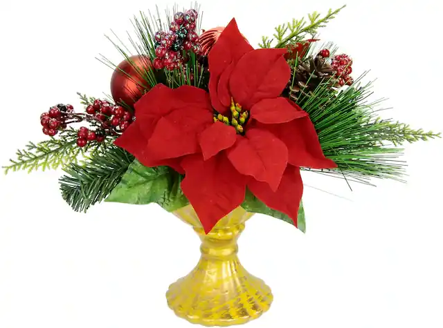Direktkauf I.GE.A. Winterliche Kunstpflanze »Gesteck, Poinsettia im Pokal, Weihnachtsstern, Weihnachtdeko,« Kunstblumen-Arrangement, festliches Blumenensemble, Weihnachtsgesteck