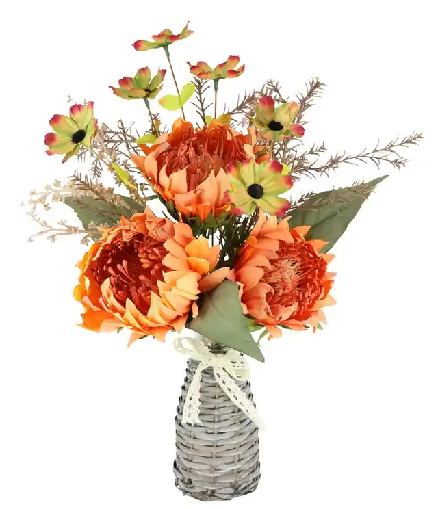 Markenware I.GE.A. Kunstblume »Protea Strauß in Vase« Artischocken Blumensträuße Seidenblume Dekoblume Bouquet Herbstdeko