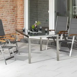 Ferrara Set 5tlg 4 Sessel Tisch 150x90cm Bestpreis