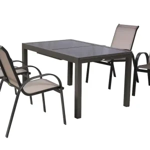 Amalfi Set 5tlg Alu/Textil Ausziehtisch 150 (210) x 90 cm Schnäppchen