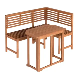 Online Kaufen Eckbank Set Eucalyptus grün/beige Klapptisch 90x50 cm