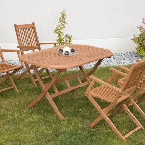 Saisonangebot Rio Set 5tlg 4 Sessel Klapptisch 135x85cm Eukalyptus