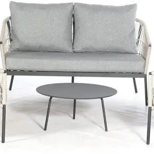 Lounge-Set Seaside Polyrope hellgrau Aluminium Sonderaktion