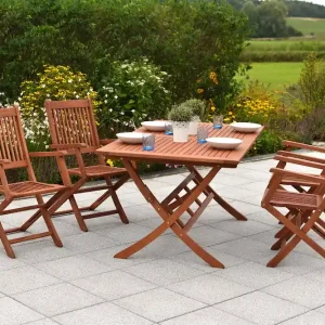 Geprüft Rio Set 5tlg 4 Sessel Klapptisch 160x90cm Eukalyptus