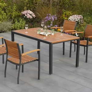 Santorin Set 5tlg 4 Sessel Tisch 150x90cm Alu/Akazie Ausverkauf