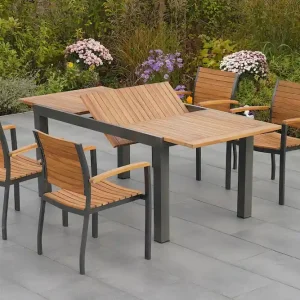 Santorin Set 5tlg 4 Sessel Tisch 150(200)x90cm Alu/Akazie Kostenloser Versand