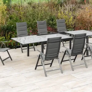 Taviano Set 9tlg 8 Sessel Semi Tisch 200(300)x100cm Mega-Angebot