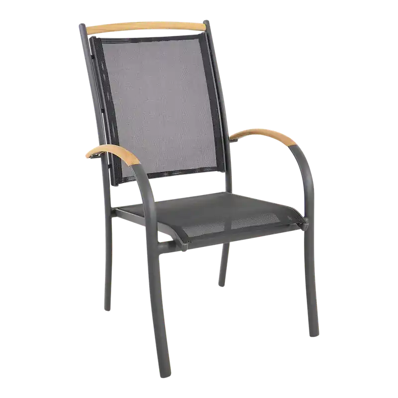 Stapelsessel Monza schwarz Alu-Teak, 70x58x101 cm Letzte Chance