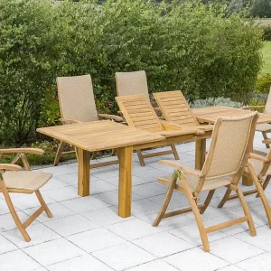 Neue Ware Capri Set 7tlg 6 Sessel Tisch 180(220/260)x100cm