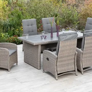 Geprüft Atrani Set 7tlg 6 Sessel Auflagen 1 Tisch 200x100cm