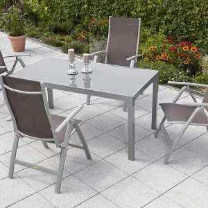 Meistverkauft Carrara Set 4tlg 4 Sessel Tisch 150x90cm Alu/Textil