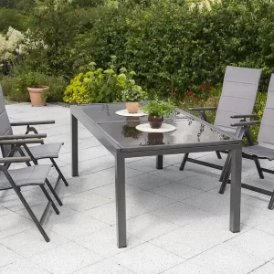 Trivero Set 5tlg 4 Sessel Tisch 140(200)x90cm Alu/Textil Billig