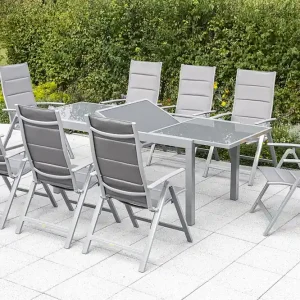 Günstig Taviano Set 9tlg 8 Sessel Tisch 180(240)x100cm