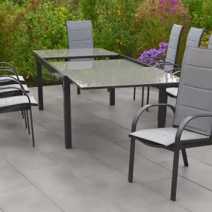 Abverkauf Marini Set 9tlg 8 Sessel Semi Tisch 180(250)x100cm