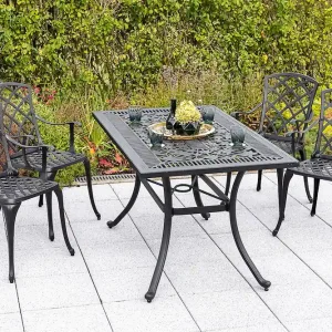 Rhodos Set 5tlg 4 Sessel Tisch 140x80cm Aluminium Zertifiziert