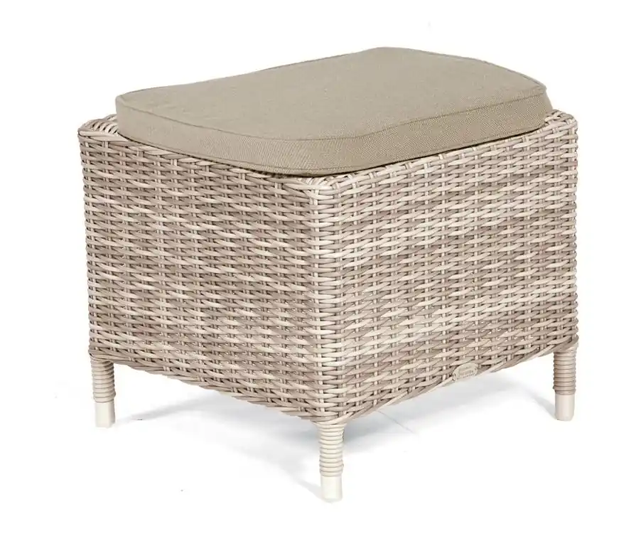 Hocker Solares Kunststoffgeflecht white- coral/Alu inkl. Kissen SonnenPartner Markenprodukt