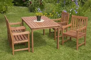 Markenprodukt Santos Set 5tlg 4 Sessel Tisch 150x90cm Eukalyptus