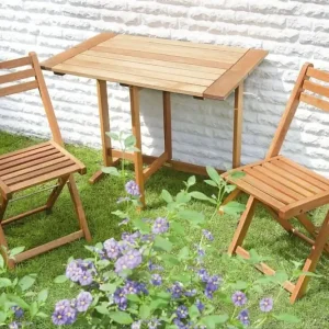 Geprüft Porto Set 3tlg 2 Stühle Klapptisch 90x60cm Eukalyptus