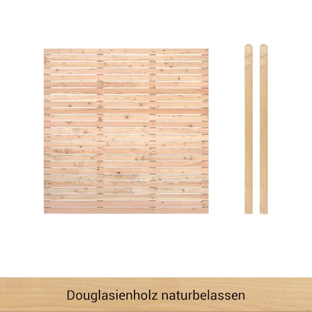 Markenprodukt BM Massivholz Zaun »Kurt Set 1« 1 Zaunelement 180 x 180cm, 2 Pfosten, Kopf gerundet, Länge 190cm