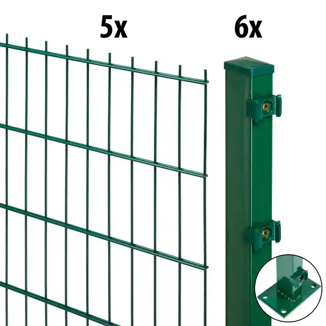 GARDEN 'N' MORE Doppelstabmattenzaun »Excellent« 5 Elemente für 10 m, LxH: 200 x 103 cm, mit 6 Pfosten Zertifiziert