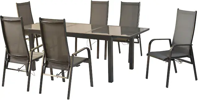 MERXX Garten-Essgruppe »»Alassio«« Set, 7 Stk. tlg. Rückenlehne verstellbar durch Gasdruckfeder Kostenloser Rückversand
