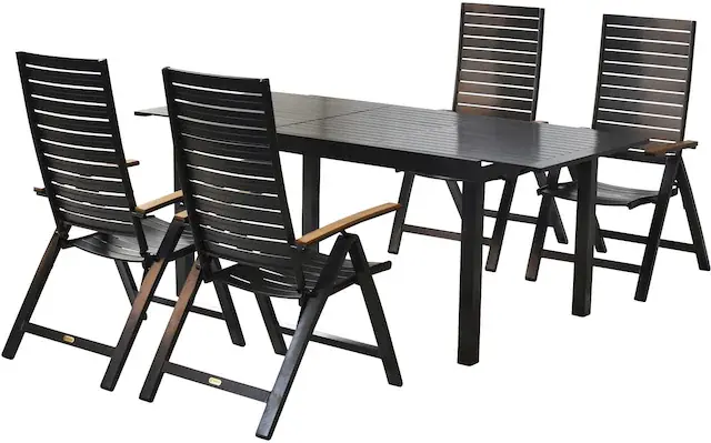 Meistverkauft MERXX Garten-Essgruppe »»Astros«« Set, Tischplatte aus Aluminium, Armlehnen aus Akazienholz, 5 Stk. tlg. Rückenlehne 5-fach verstellbar