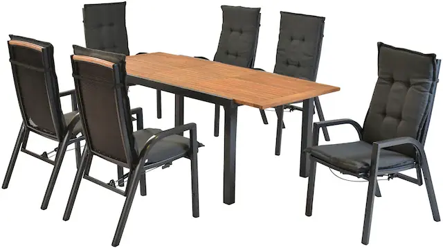 Online Kaufen MERXX Garten-Essgruppe »»Tilos«« Set, Rückenabschluss und Armlehnen aus Akazienholz, 13 Stk. tlg. Rückenlehne verstellbar durch Gasdruckfeder