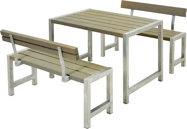 Highlight PLUS Garten-Essgruppe »Cafegarnituren« 3 Stk. tlg. bestehend aus: Tisch und 2 Bänke + 2 Rückenlehnen