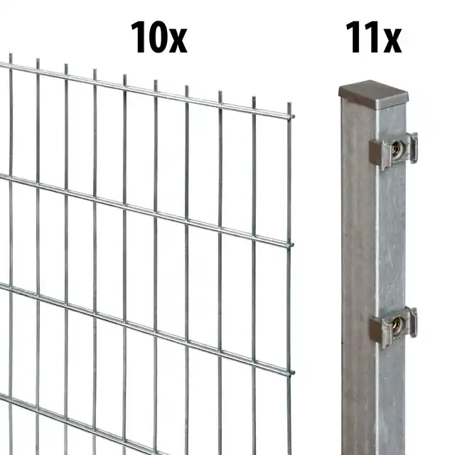 Zertifiziert GARDEN 'N' MORE Doppelstabmattenzaun »Excellent« 10 Elemente für 20 m, LxH: 200 x 123 cm, mit 11 Pfosten