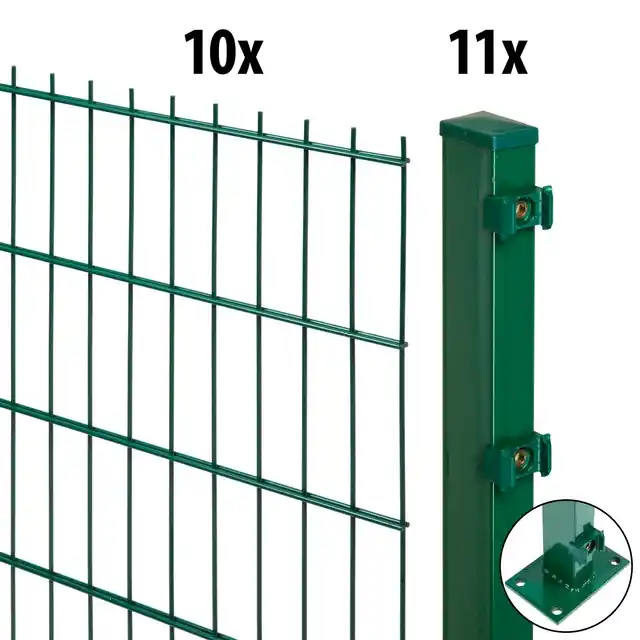 GARDEN 'N' MORE Doppelstabmattenzaun »Excellent« 10 Elemente für 20 m, LxH: 200 x 163 cm, mit 11 Pfosten Kracherpreis