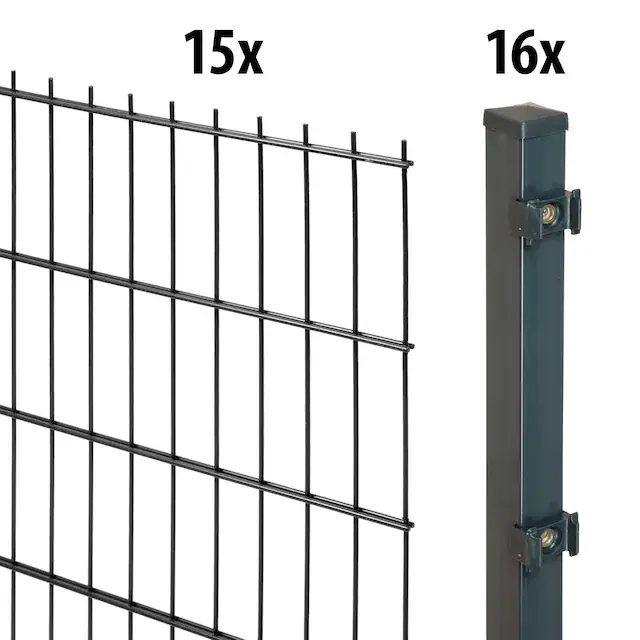 Kracherpreis GARDEN 'N' MORE Doppelstabmattenzaun »Standard« 15 Elemente für 30 m, LxH: 200 x 123 cm, mit 16 Pfosten