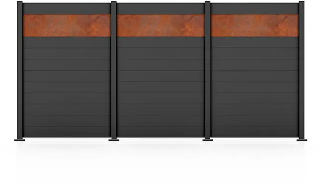 Jetzt Kaufen STAKET PRO Gartenzaun »Komplettzaun Paneel 150« LxH: 372,6x187 cm, 3 Elemente á 120 cm Breite + Cortenstahl